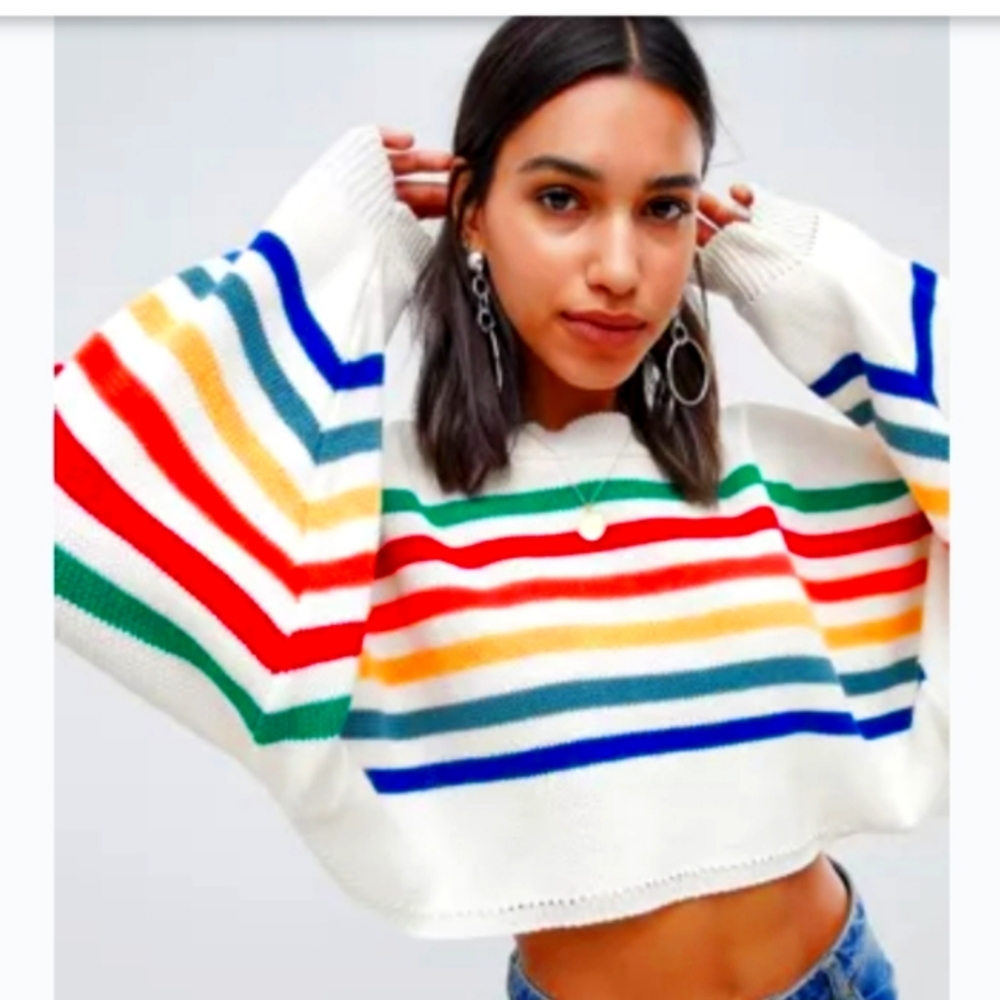 AQUA rainbow strip jumpsuit